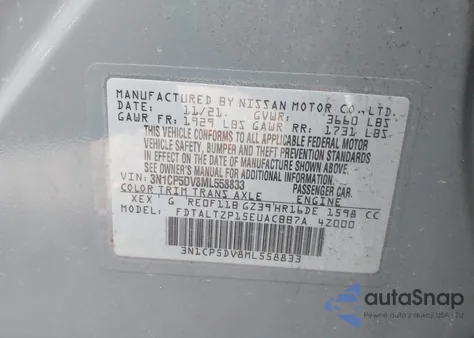 2021 Nissan Kicks Sr Xtronic Cvt from USA, damaged, VIN 3N1CP5DV8ML558833
